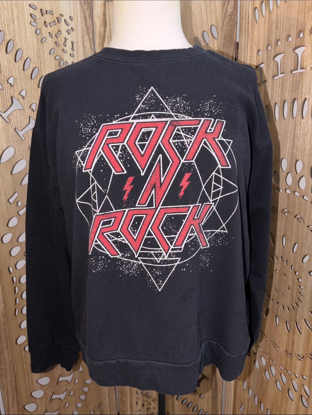 Black "Rock N Rock" Graphic Crewneck Sweatshirt